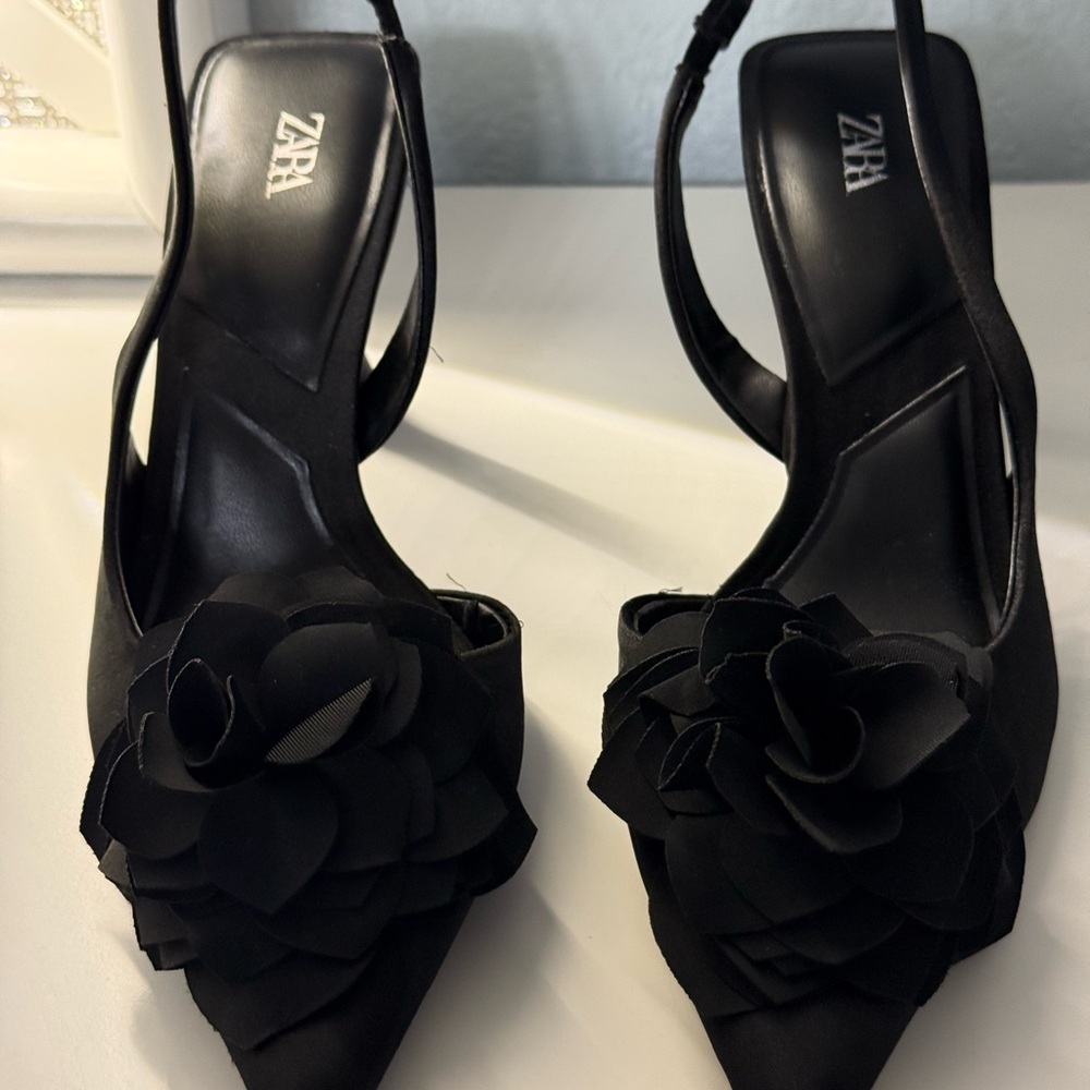 Zara Black Women's Slingback Heels